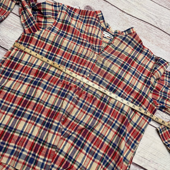 UNIQLO x Ines de la Fressange Plaid Top Pintuck Tunic Red Blue Size XL - Picture 4 of 10